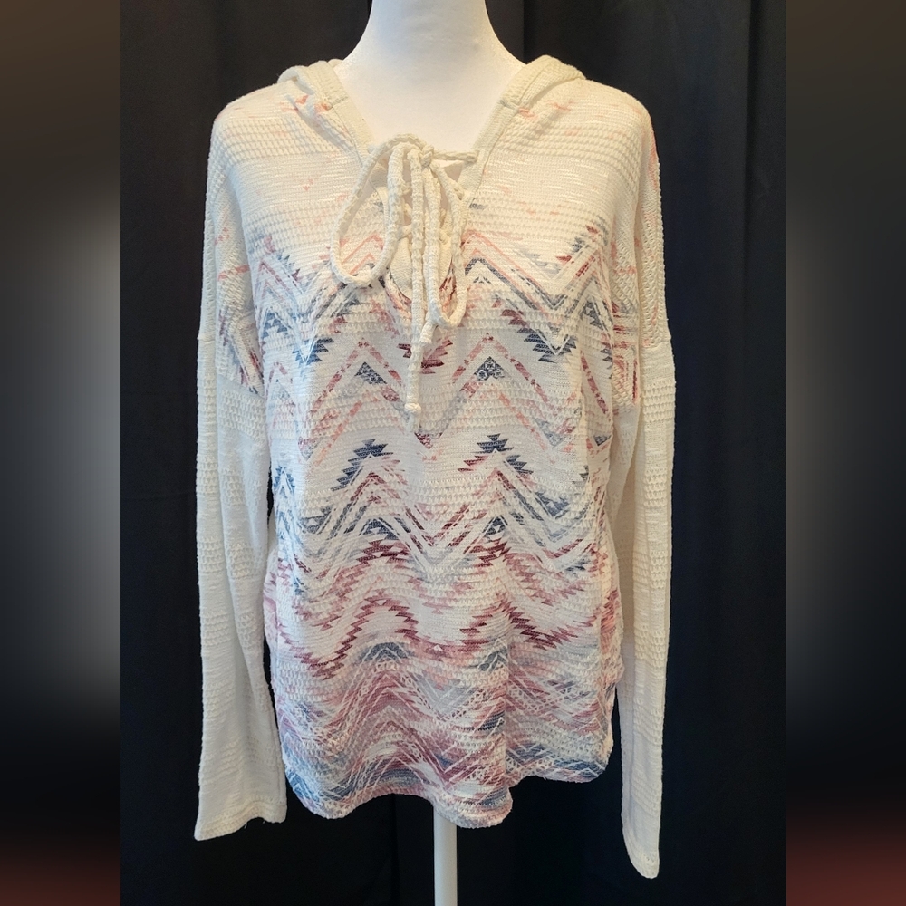 Patterned Knit Pullover Hoodie